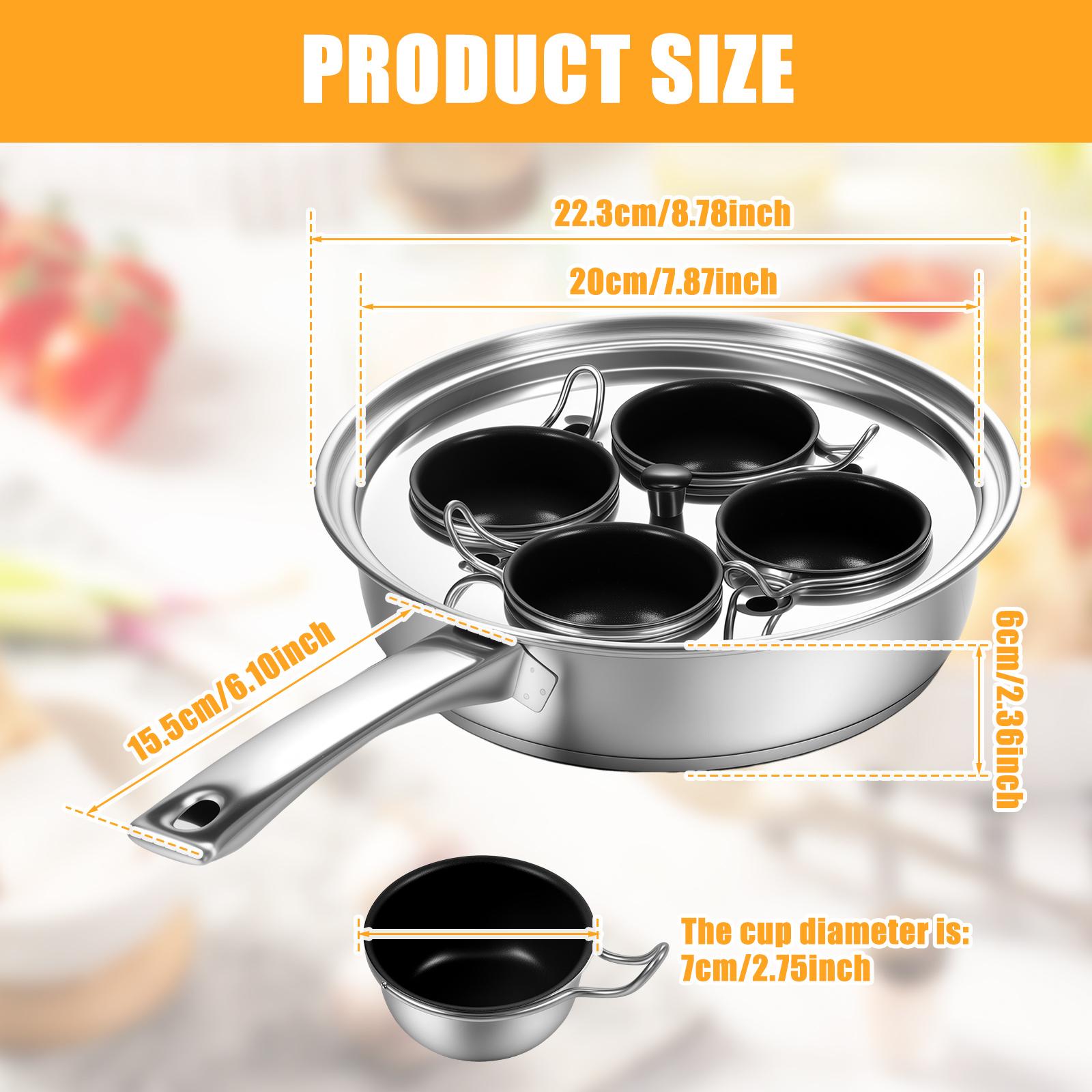 Egg Poacher Pan Stainless Steel Egg Steamer Kitchen Universal Induction Cooktop Egg Steamer Frying Pan for Breakfast Steamed Egg
