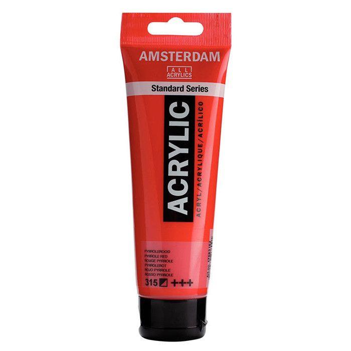 Peinture acrylique - ROYAL TALENS - AMSTERDAM - Pyrrole Rouge Royal - 120 ml - Séchage rapide
