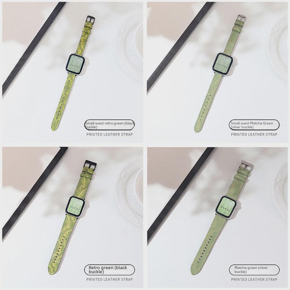 Zelený kožený řemínek pro Apple Watch 8/7/SE/6/5/4