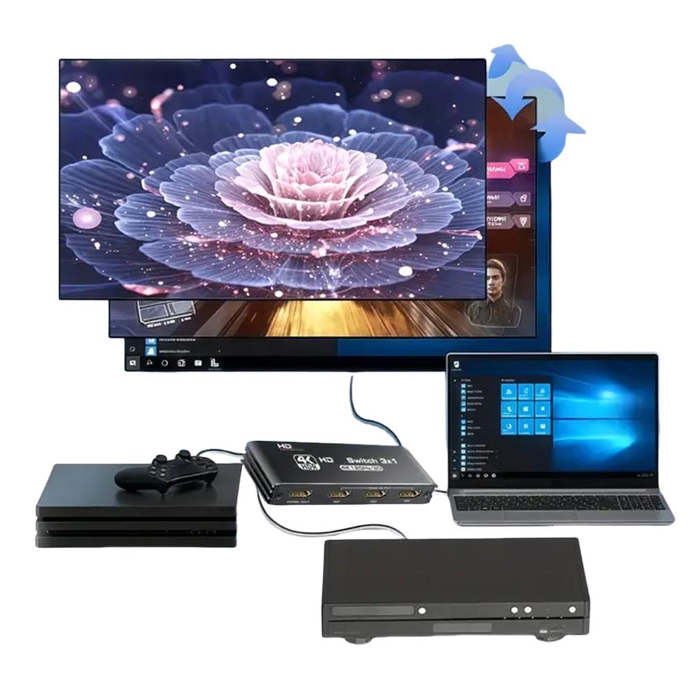 HDMI-Compatible Switch Three Switching Modes Switcher Selector Box 4K 120Hz Automatic Switch for HD-DVD PS3/4/5 Xbox 360 Player