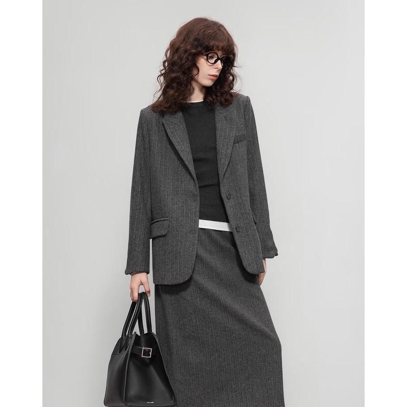 Demana Women's Notched Lapel Winter Business Suit Jacket