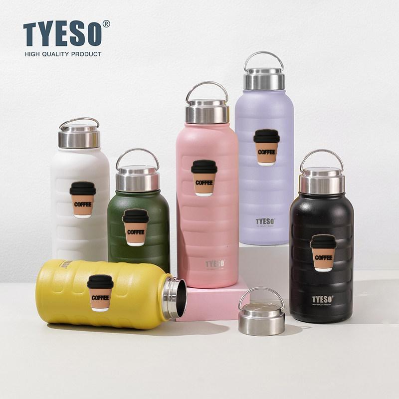 Tyeso 1000ml Large Capacity Vacuum Flasks Stainless Steel Thermos Mug Thermal Tumbler Drinks Cup Water Bottle Portable Thermoses with Coffee Sticker