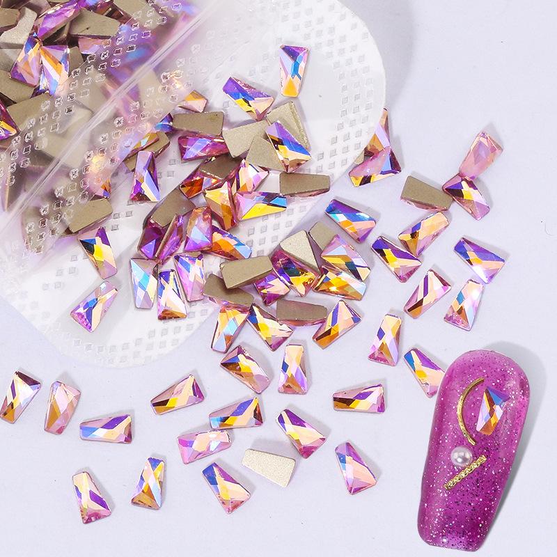 Aurora Pink Symphony Ab Nail Drill Flat Bottom Special-Shaped Nail Drill Nail Drill Diy Jewelry Accessories