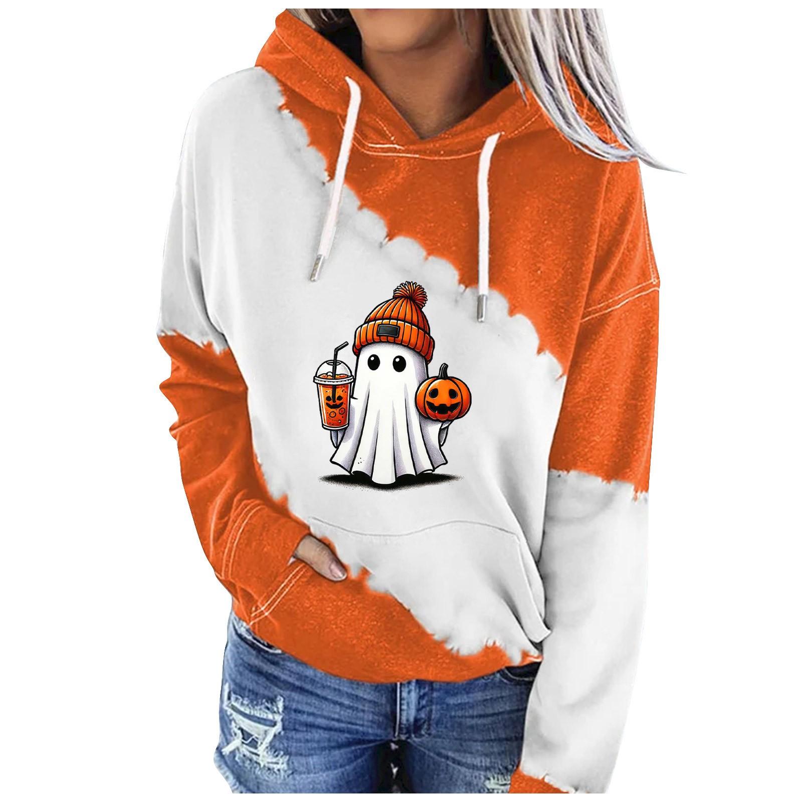 

Женская одежда, осенне-зимний Хэллоуин, круглый вырез, длинный рукав, большой свободный плюшевый утолщенный свитер, топ L оранжевый