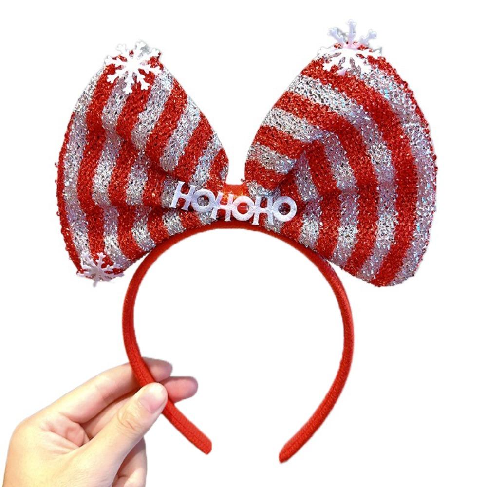 Shiny Christmas Hairband Non-slip Christmas Headband Gift Bowknot Hair Hoop  Kids