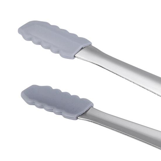 Eiswürfelzange aus Edelstahl mit Silikonspitzen, lebensmittelechtes Küchenwerkzeug für Zuckerwürfel, Eiswürfel, Eier, rutschfester Eierschalenentferner, hitzebeständig