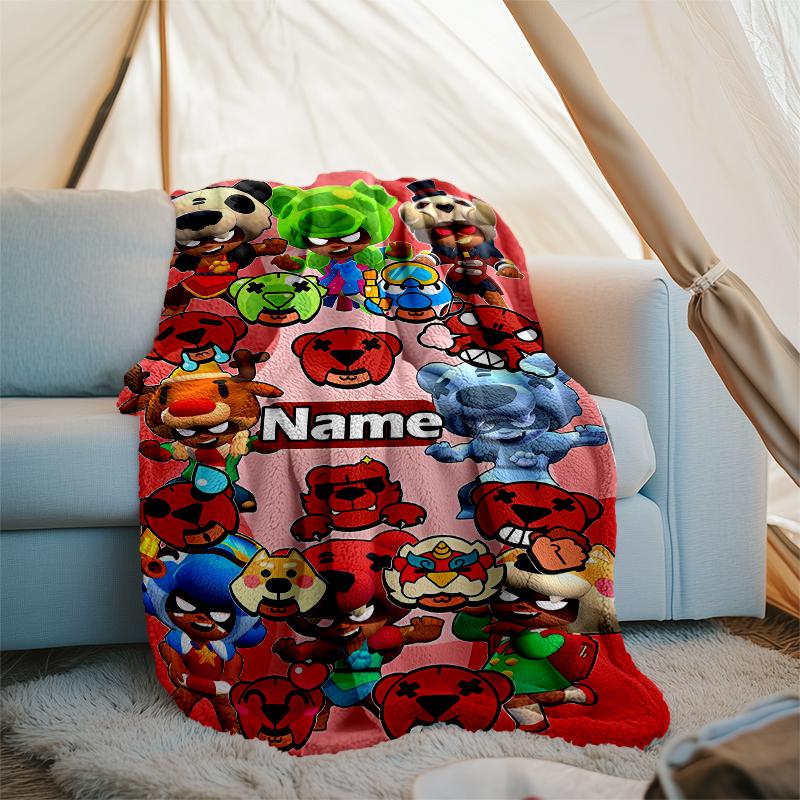 Personalized Custom Name Blanket - Brawl Stars Print Design,Blanket for Sofa,Bed,Travel,Camping - Soft and Warm, Great Gift