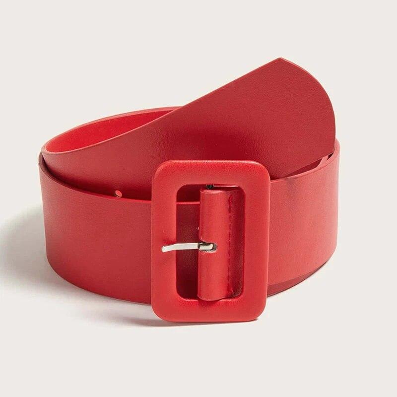 

Женский широкий ремень из искусственной кожи, модный простой ремень для женского платья, роскошный дизайнерский брендовый черный, розовый ремень, женский ремень DT167 100cm красный