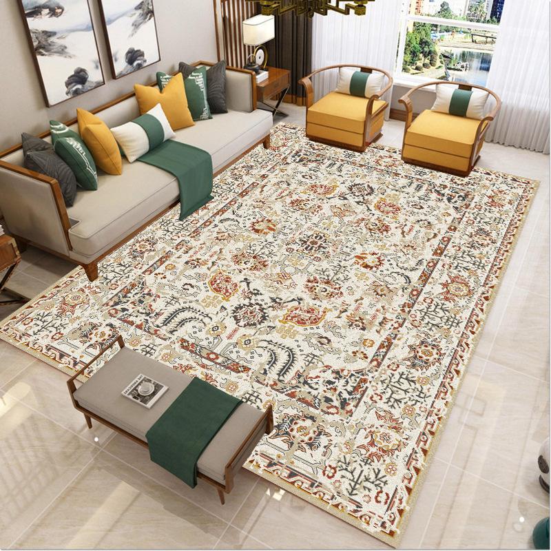 Divano da soggiorno retrò americano, tavolino da caffè, tappeto in stile etnico, balcone, cucina, veranda, tappeto di lusso leggero per ufficio, tappeto antiscivolo