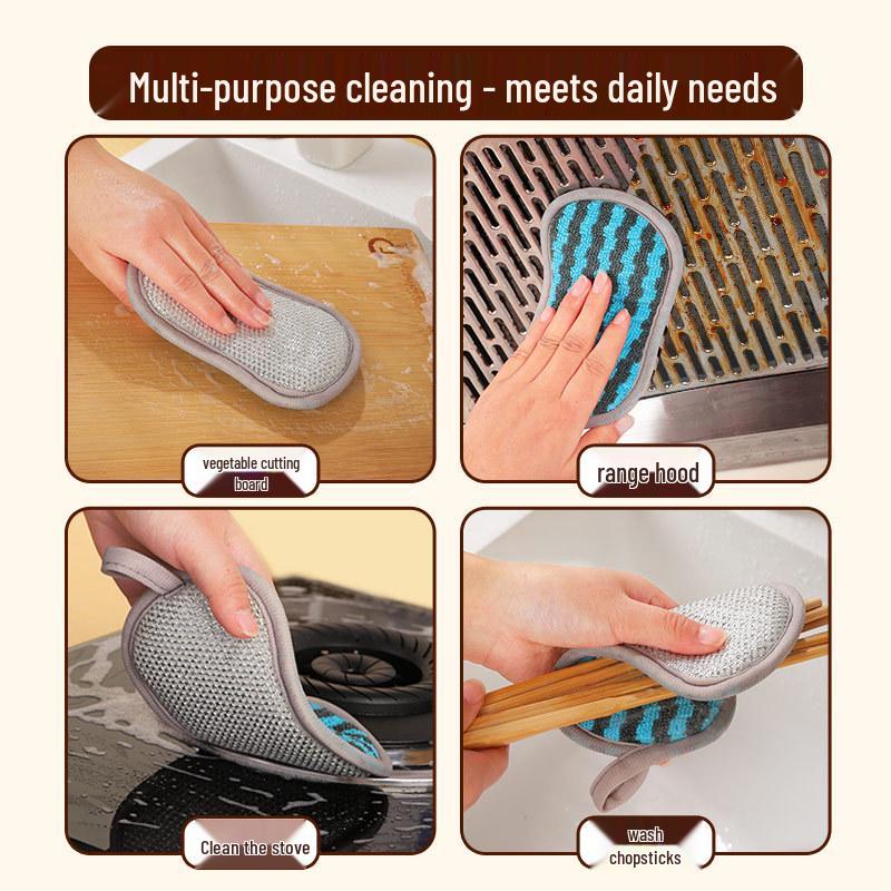 Bamboo Fiber Double-Sided Dishwashing Sponge & Scrub Brush - Kitchen Cleaning Scouring Pad & Magic Eraser.