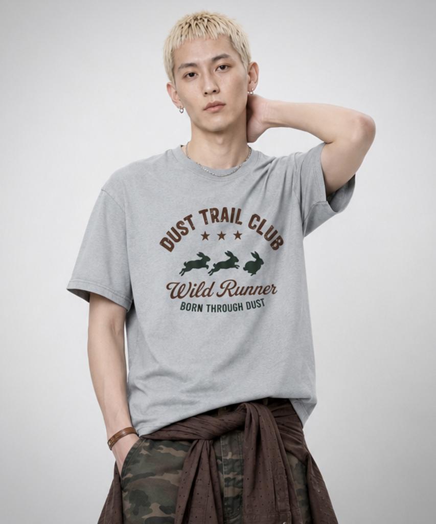 QUTON Rabbit Runner Pigment Oversized Short Sleeve T-Shirt