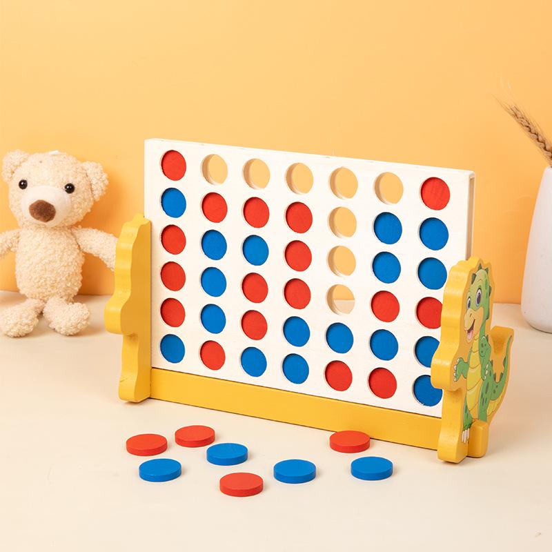 3D Wooden Four-in-a-Row Puzzle Toy for Young Children's Early Education, Hands-On and Brain-Teasing with Parent-Child Interaction