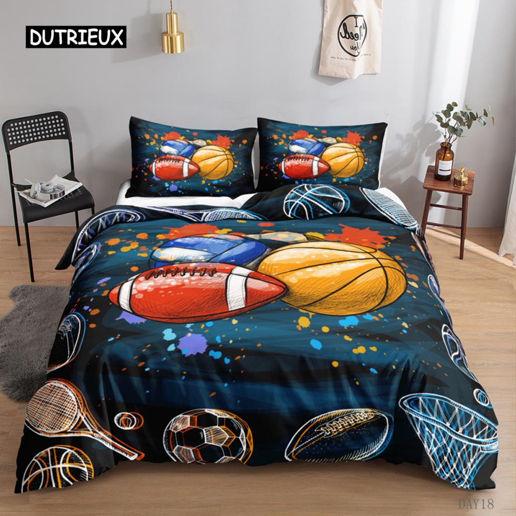 Football Quilt Cover Package Three-Dimensional Sports Football Bed Linen Package Pillowcase for Boys Teens Double Size Queen Dimension King Dimension