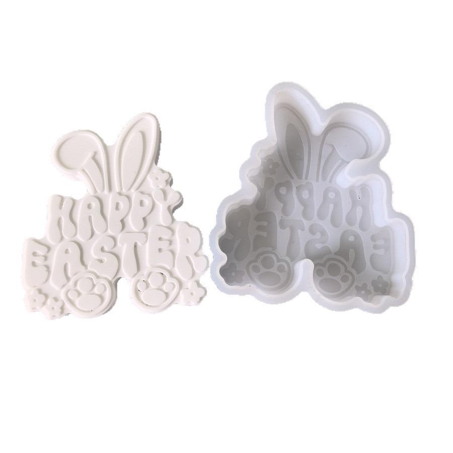 Rabbit Easter Letter Candle Silicone Mold Cute Rabbit Easter Gypsum Dropping Pendant Mold For Crafting Home Decor Diy Projects
