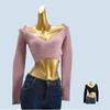 Export Single Spring & Fall V-neck Cross Sexy Short Long Sleeves Knitting Sweater Women's Slim Fit Midriff-Baring Bottoming Shirt Tops Women's