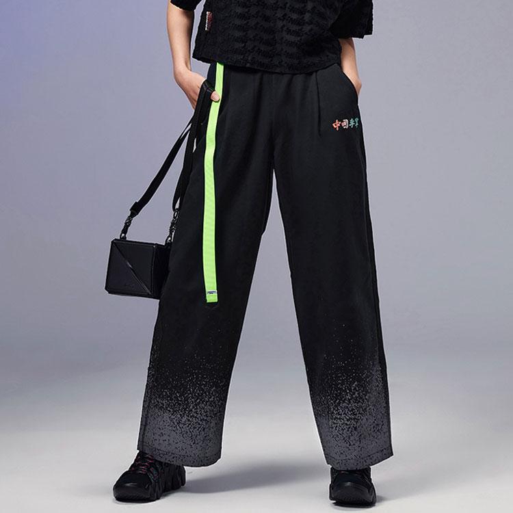 Li-Ning Embroidered Letter Loose Casual Sports Pants Women Bottoms Black AKXS096-4