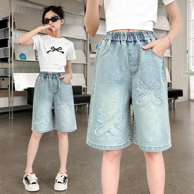Summer Thin Pants Girls' Denim Shorts High Waisted Cropped Shorts Girls' Shorts Fashionable Outerwear