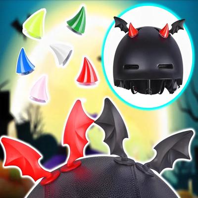 2pc Multicolor Helmet Devil Horns Motorcycle Electric Car Styling Helmet Stickers Long Short Helmet Accessories