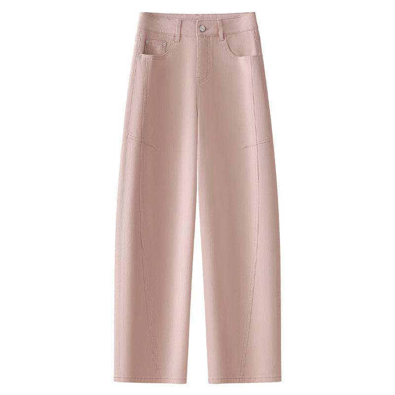 2025 Spring Yellow Scimitar Women's High Waist Loose Straight Leg Pear-Shaped Jeans
