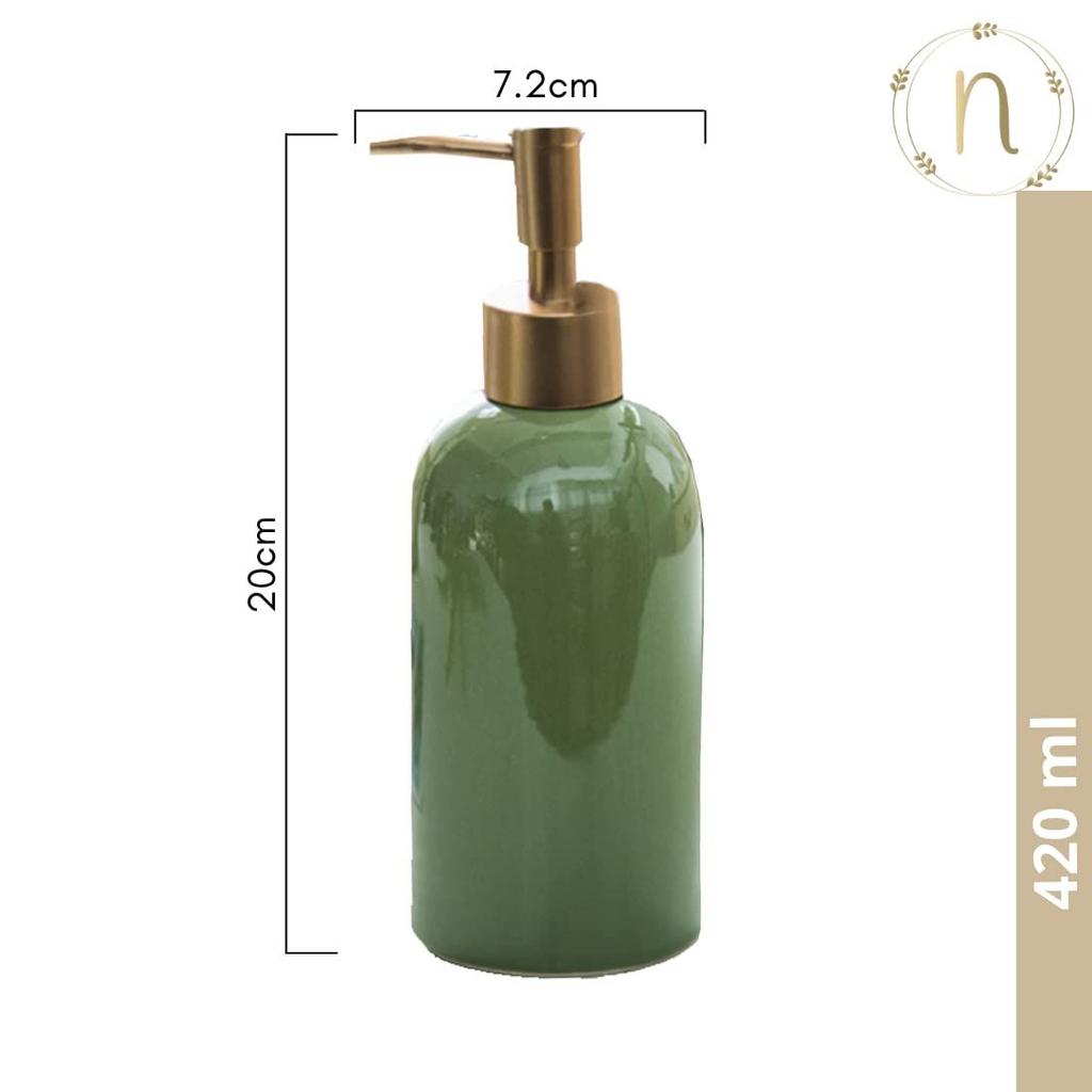 Ceramic Liquid Soap Dispenser for Bathroom (420 Ml) - Handwash Dispneser Bottle with Pump for Kitchen - Liquid Soap Dispenser for Wash Basin