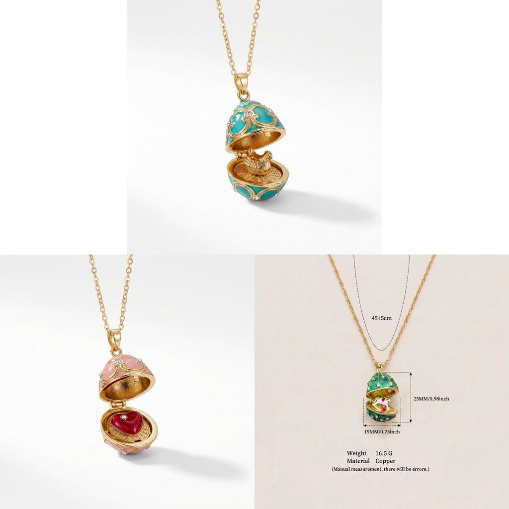 Rainbow Horse Egg Pendant Necklace With Vintage Copper Finish For Party Wear