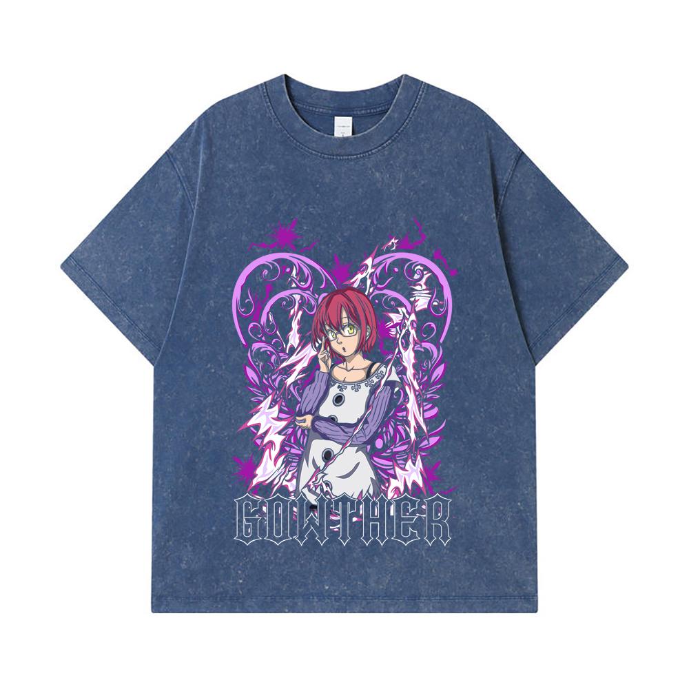 275 GSM Washed T-shirts 100% Cotton Seven Deadly Sins V5 Gowther Print Unisex Heavy Cotton T Shirt