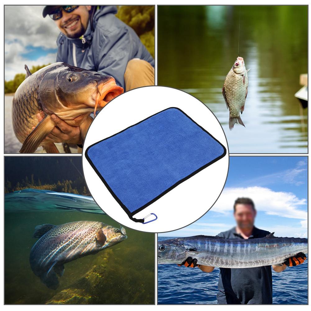 Prosop Gros de Pescuit din Bumbac Pur, Prosop cu Absorbție a Apei cu Două Fețe, cu Cârlig Metalic(Prosop de pescuit )