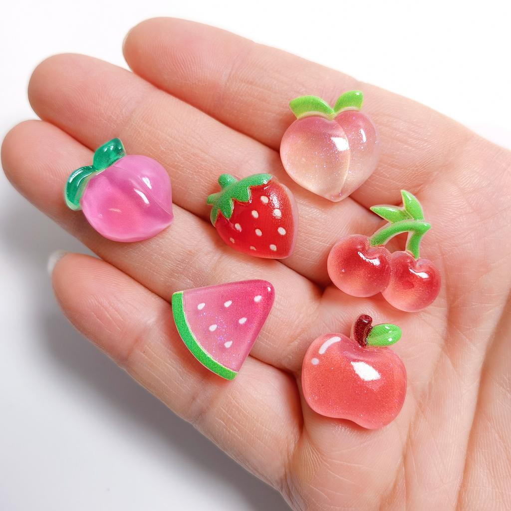 100PCS Mixed Fruit Series Miniature Flat Back Resin Cabochons for Hairpin Scrapbooking DIY Home Decor Craft Accessories
