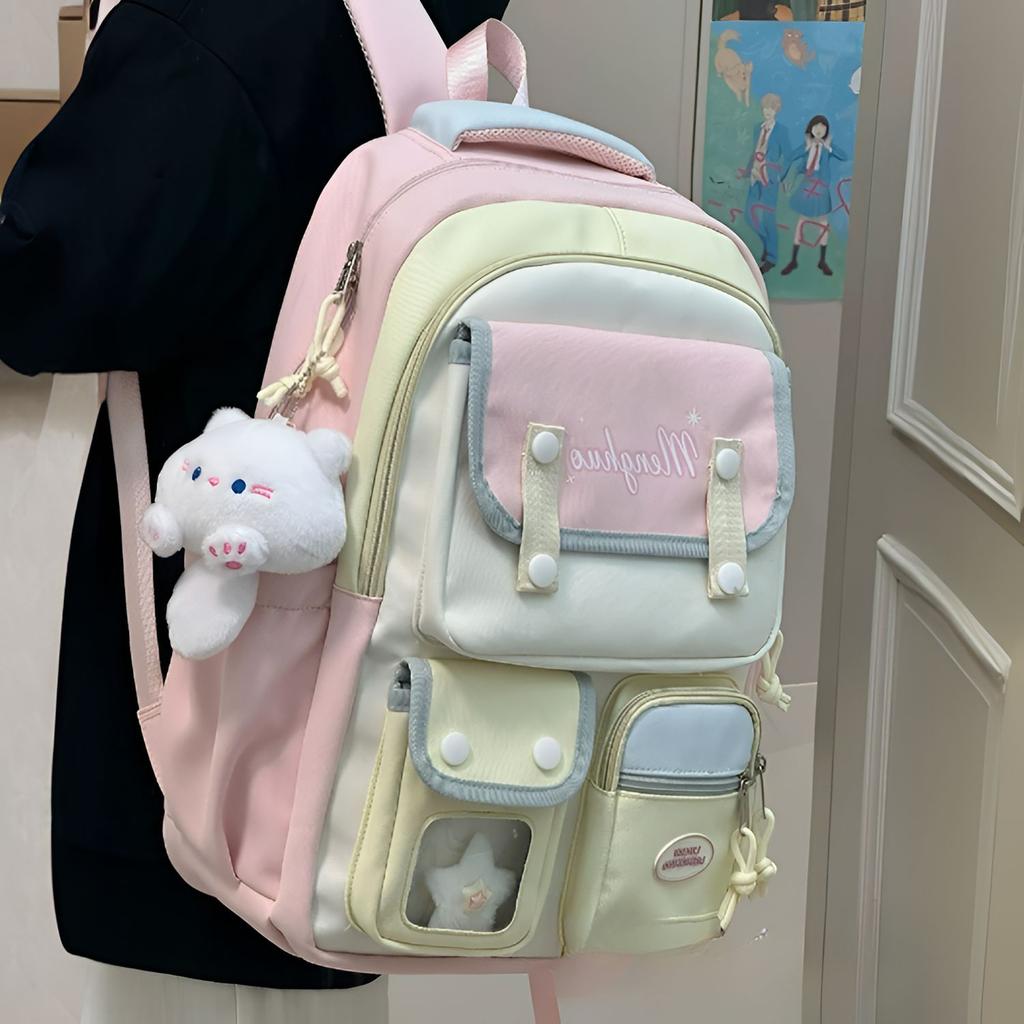 Schoolbag New Contrasting Color Schoolbag Female Junior and High School Students Large-capacity Backpack Primary School Students 3rd To 1st Grade