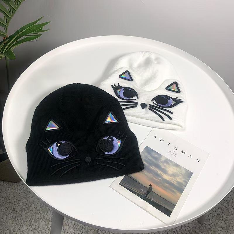 .Damen Winter Niedlich Tier Katze Hut Häkelmütze Mützen Fotografie Strickmütze Kappe