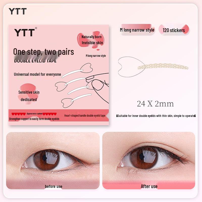 

YTT Invisible Double Eyelid Tape with Heart-Shaped Applicator - Natural Look for Swollen Eyelids YTT03