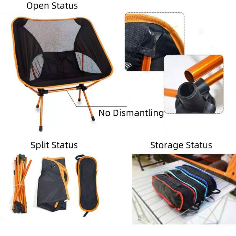 Přenosná venkovní skládací židle Lehká židle Moon Chair Síťovaná prodyšná zadní židle Pro kempování Grilování Rybaření Turistika