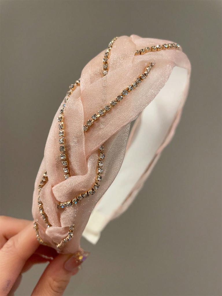 1 neue Organza-Flechte rutschfeste Außendruck-Haarnadel Temperament hohe Schädeldecke breiter Rand Nashorn-Stirnband für Frauen