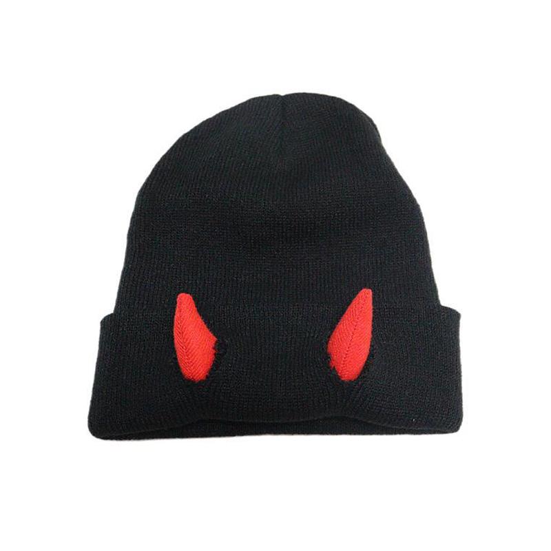 1PC Warm Stretchy Devil Playful Hat Cold-Resistant Beanie Winter-Ready Knitted Trendy Horn Soft-Knitted