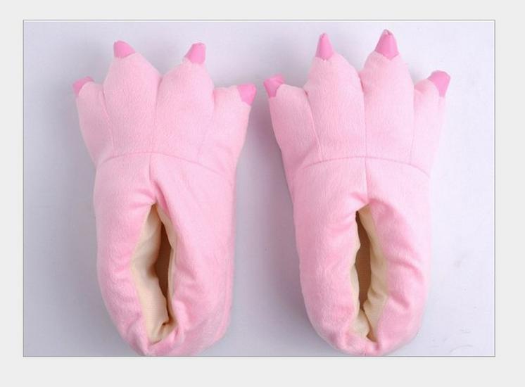 Unisex Dinosaur Claw Cotton Slippers: Cozy Autumn/Winter Velvet Heels, Large Sizes