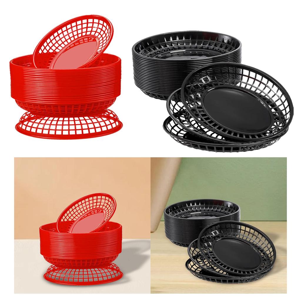24 cestas ovaladas para alimentos, cestas de almacenamiento, bandejas, cestas para pan y frituras, bandejas para servir en restaurantes y cocinas.
