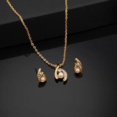 Gold Plated Sparkling Crystal Necklace Set for Women