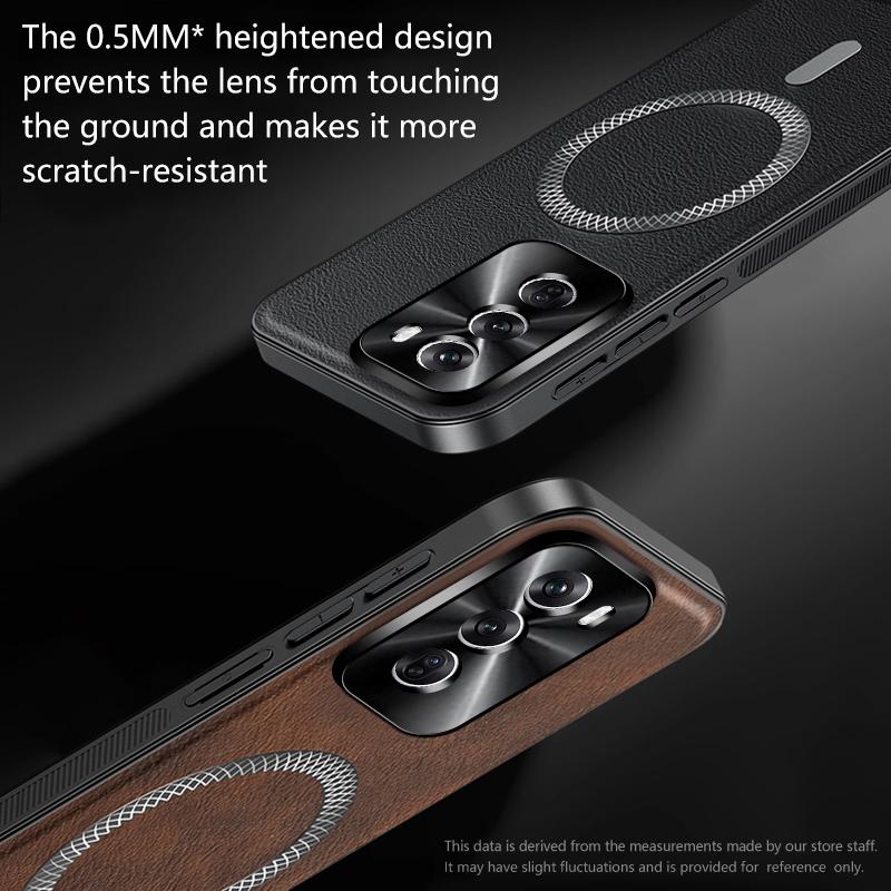 For Oppo Reno 12 5G Case Magnetic Elegant Leather Wear-Resistant Lens Fully Covered Non-Slip Grip Edge Cover Shell