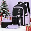 Three-Piece Schoolbag Double Shoulder Junior High School Girl College Student Backpack Junior High School Student Universal