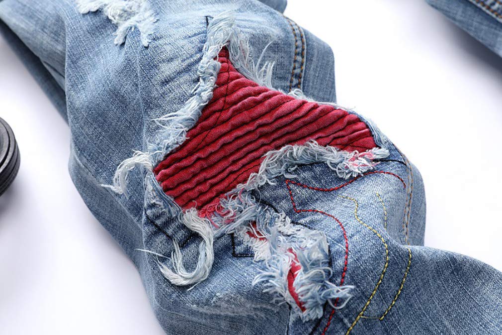 Cartoden Plus Size Denim Patched and Distressed Unique Street Long Super Stretch Cotton Slim T9703 Patched Jeans, Men's Pants, Jeans, Style, Pants,