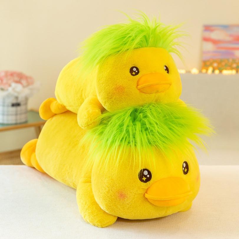 Nouveau Style Canard Vert Peluche Figurine Adorable Pourtant Original Petit Canard Jaune Poupée Oreiller Long Whimsical Cadeau 70cm