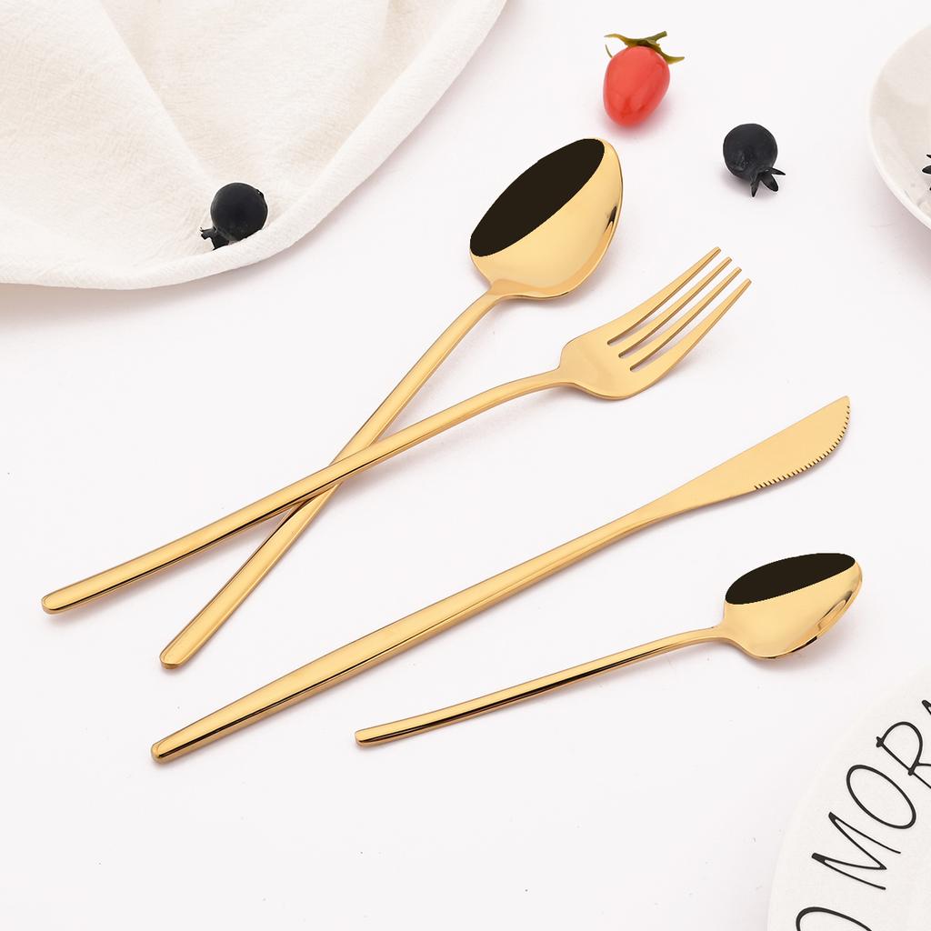 Rainbow 18/10 Stainless Steel Dinnerware Set Kitchen Flatware Tableware Sets Knife Fork Spoon Tea Spoon Cutlery Set Service for 6