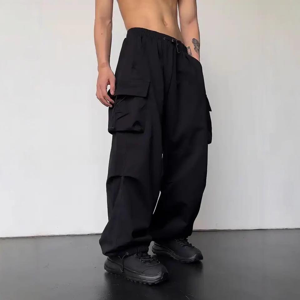 2025 Men's High-Waist Quick-Dry Wide-Leg Cargo Parachute Pants
