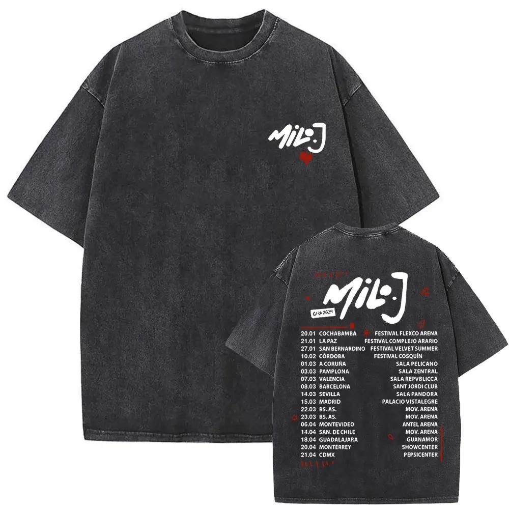 Gewaschenes Vintage Rapper Milo J La Vida Era Mas Corta Album Grafik T-Shirt Herren Damen Hip Hop Mode Popmusik T-Shirts Streetwear