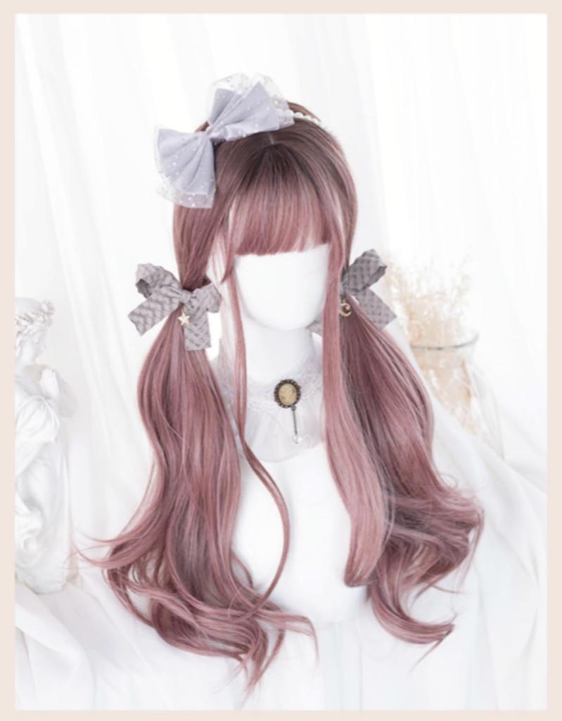 RyuuCos Lolita Wig Long Hair Curly Brown Wig Black Gradient Pink Brown Natural Harajuku Cosplay Heat Resistant Disguise Present Event Halloween