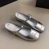 Inner heightening platform silver single shoes bag head half slippers women wear sandals Mary Jane shoes