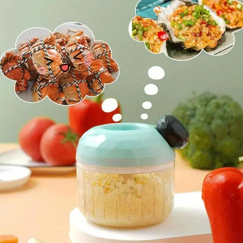 1 hachoir à ail manuel puissant, hachoir à ail, hachoir à légumes, robot culinaire petit et portable, adapté pour hacher l'oignon et le gingembre