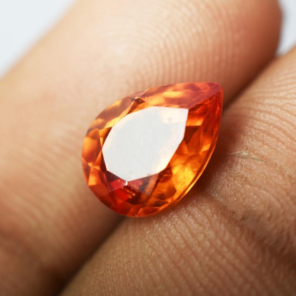 CEYLON Sapphire ORANGE Pear Cut 3.35 Carat Flawless Natural CERTIFIED Gemstone