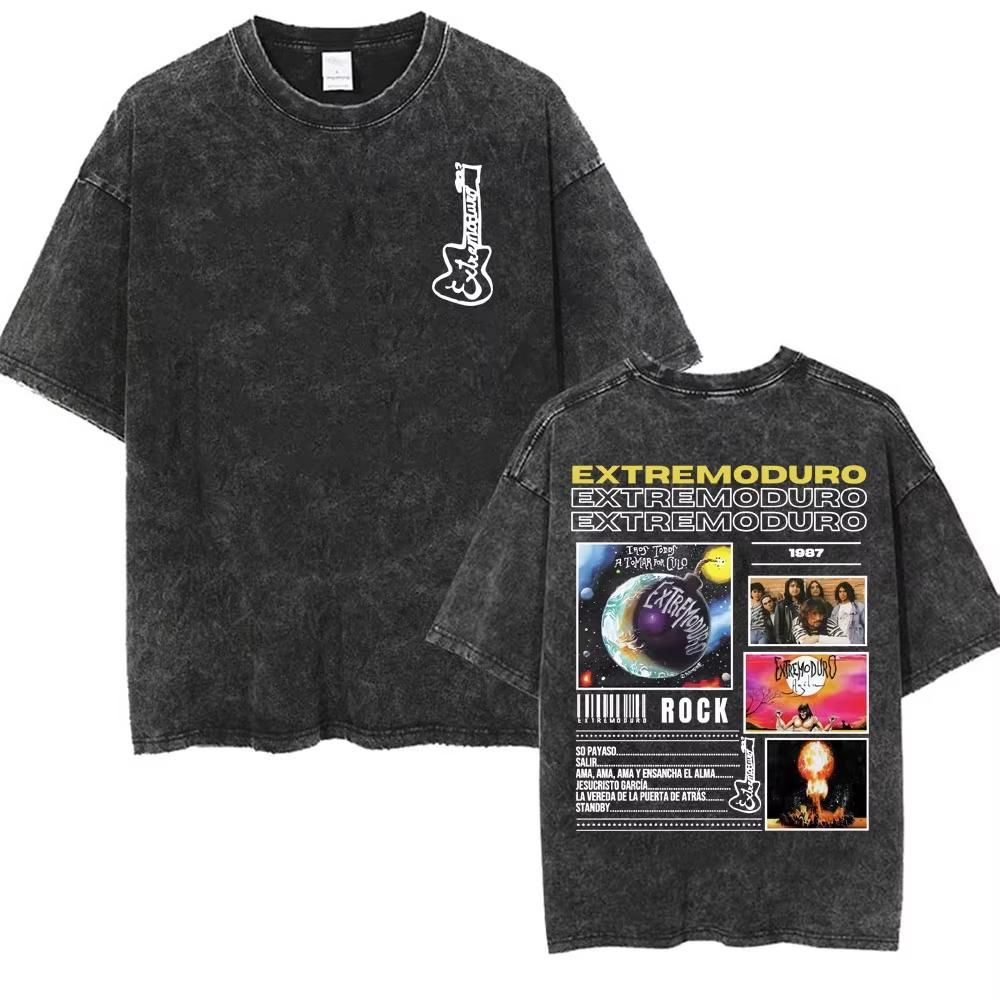 Rock Band EXTREMODURO Yominoria Absolvta Vintage Washed Tshirts Men Women Fashion Harajuku Oversized Cotton T Shirts Streetwear