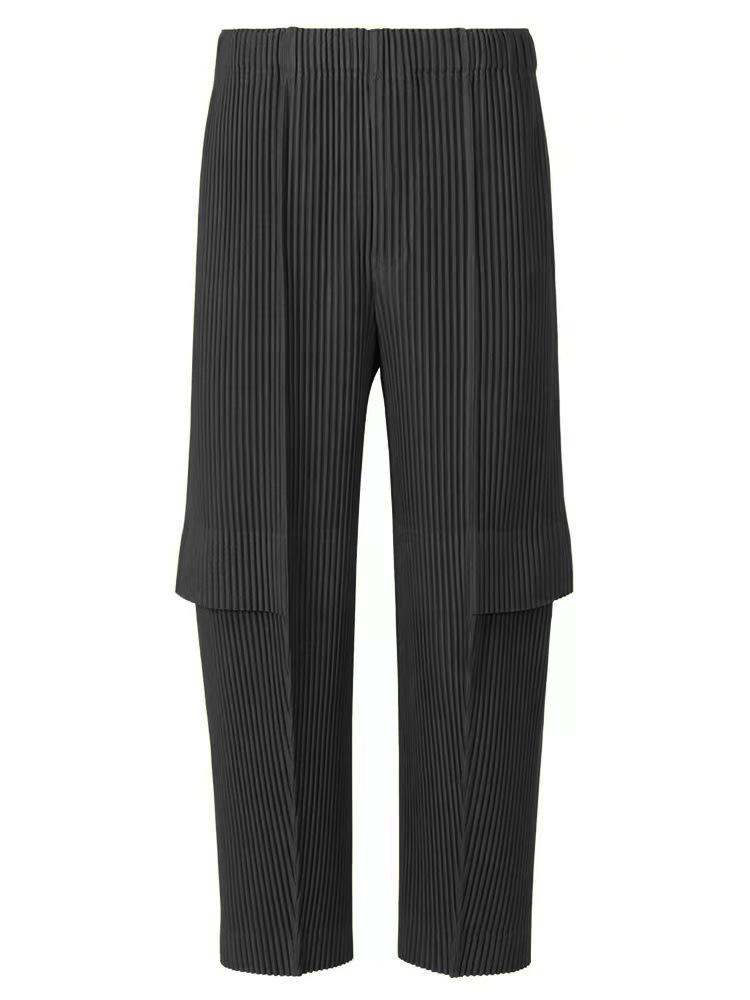 

Miyake Yiku Men s Pleated Cropped Military Green Summer Pants - Japanese Casual Style JF144 XL